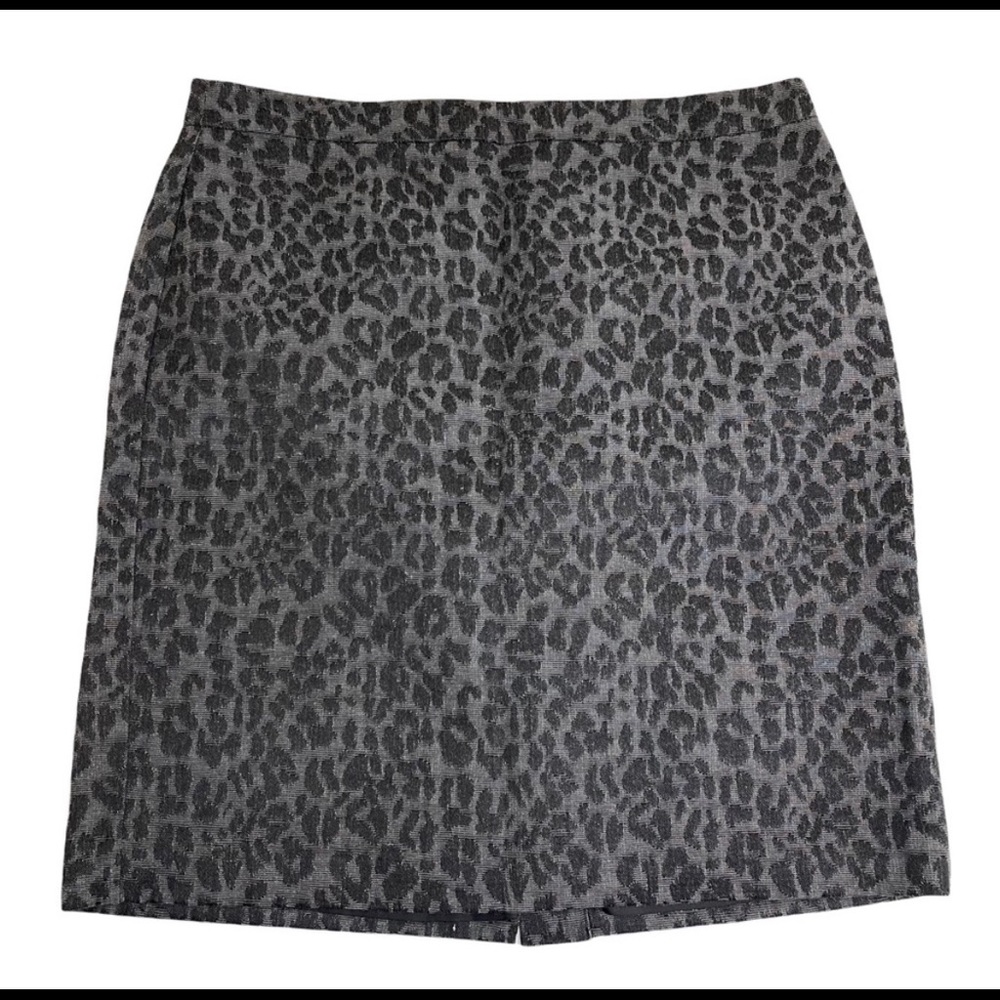 LOFT Leopard Print Pencil Skirt Black Gray, New w/ Tags, Size 10